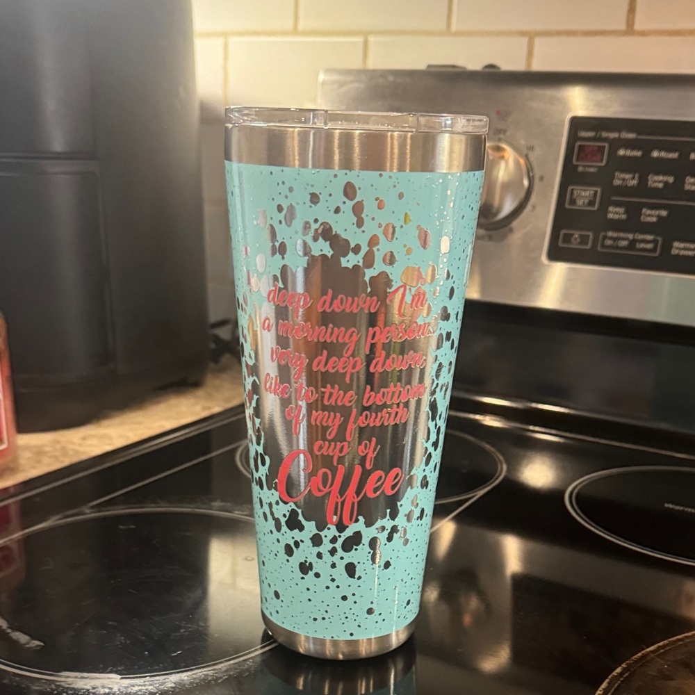 Teal and Pink Coffee Tumbler
